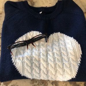 Boutique navy and white heart sweater